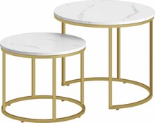 Kohvilaudade komplekt Leobert, marmormuster/kuldne, 2 tk
