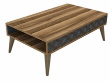 Kohvilaud Kalune Design City, 105 x 60 x 36.6 cm, sinine/pähkel