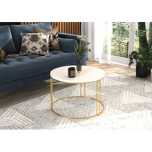 Kohvilaud ADRK Furniture Noel, 55 x 55 x 37 cm, valge/kuldne