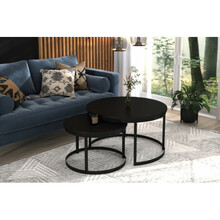 Kohvilaudade komplekt ADRK Furniture Okin, 75 x 75 x 43 cm, must