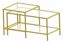 Kohvilaudade komplekt Kalune Design Sevay, 45 x 90 x 45 - 50 cm, kuldne, 2 tk