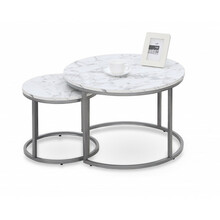 Kohvilaudade komplekt Halmar PAOLA, 2 tk, 38/60 cm, hall marmor