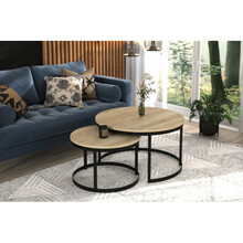 Diivanilaua komplekt ADRK Furniture Okin, 75 x 75 x 43 cm, helepruun/must