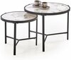Kohvilaudade komplekt Halmar Fatima, 2 tk, valge marmor/must, 48-63 x 63 x 43-50 cm