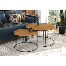 Kohvilaudade komplekt ADRK Furniture Etta, 75 x 75 x 43 cm, 2 tk, pruun/must