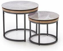 Kohvilaudade komplekt Halmar Itaka, 2 tk, 44-54 x 54 x 38-48 cm, hall marmor/grafiit