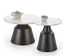 Kohvilaudade komplekt Halmar Magneta, 2 tk, valge marmor/must