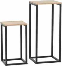 Kohvilaudade komplekt Home4You Hannes, 2-osaline, 26 x 26 x H60 cm, 22 x 22 x H40 cm, pruun/must