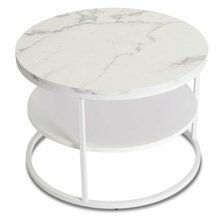 Kohvilaud Mebel Elite BEST, ümmargune, 70 cm, valge marmor
