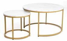Kohvilaudade komplekt Signal Meble Dion, 80 x 80 x 48 cm, valge/kuldne, 2 tk