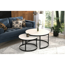 Diivanilaua komplekt ADRK Furniture Okin, 75 x 75 x 43 cm, valge/must