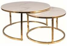 Diivanilaudade komplekt Signal Meble Portafino A, 60 - 80 cm x 80 cm x 38 - 42 cm, valge/kuldne, 2 tk