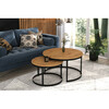 Kohvilaudade komplekt ADRK Furniture Okin, 75 x 75 x 43 cm, pruun/must