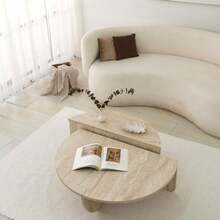 Diivanilaud Hanah Home Podium, 90 x 35 x 90 cm, hele travertiin/pruun