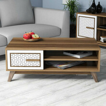 Diivanilaud Kalune Design Ayla, 105 x 60 x 38.2 cm, valge/pähkel