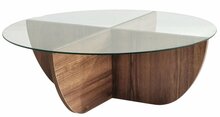Kohvilaud Kalune Design Lily, 90 x 90 x 30 cm, pähkel/läbipaistev
