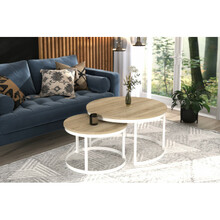 Diivanilaua komplekt ADRK Furniture Okin, 75 x 75 x 43 cm, helepruun/valge
