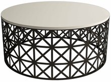Kohvilaud Kalune Design Selin Metal Ferforje, 90 x 90 x 38 cm, must/kreemjas