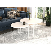 Kohvilaudade komplekt ADRK Furniture Etta, 75 x 75 x 43 cm, valge, 2 tk