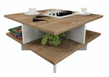 Diivanilaud Kalune Design Hamton, 60 x 60 x 31,2 cm, valge/pähkel