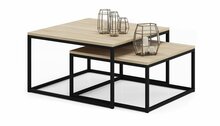 Kohvilaudade komplekt ADRK Furniture Kama, 65 - 75 cm, 2 tk, helepruun/must