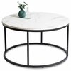 Ümmargune kohvilaud Mebel Elite CONNY MAX, 80 cm, valge marmor/must