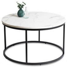 Ümmargune kohvilaud Mebel Elite CONNY MAX, 80 cm, valge marmor/must