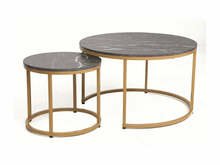 Diivanilaudade komplekt Signal Meble Dion, 80 x 80 x 48 cm, must/marmor/kuldne, 2 tk