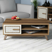 Kohvilaud Kalune Design Ayla, 105 x 60 x 38.2 cm, kreemjas/pähkel