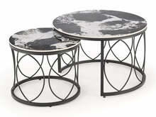 Diivanilaudade komplekt Halmar Alexandra, 70 x 70 x 56 cm, must marmor/must, 2 tk