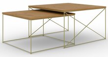 Kohvilaudade komplekt ADRK Licco, 2 tk, 65 - 75 cm, pruun/kuldne/pruunikas