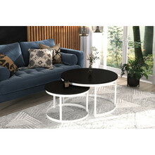 Diivanilauakomplekt ADRK Furniture Okin, 75 x 75 x 43 cm, must/valge