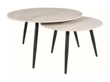 Diivanilaudade komplekt Signal Kora D, 80 x 80 x 45 cm, 2 tk, marmor, valge/must matt