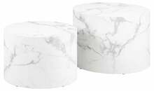 Kohvilaudade komplekt Actona Dice, 2-osaline, valge marmor, 50-58 x 58 x 33-40 cm