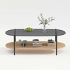 Diivanilaud Home4you Cindy, 120 x 55 x 40 cm, hall klaas/melamiintamm