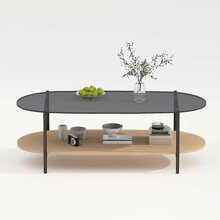 Diivanilaud Home4you Cindy, 120 x 55 x 40 cm, hall klaas/melamiintamm