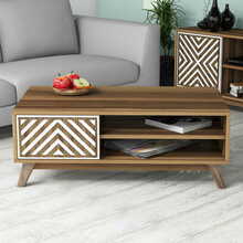 Diivanilaud Kalune Design Ynci, 105 x 60 x 38.2 cm, valge/pähkel