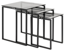 3 diivanilaua komplekt Actona Katrine, must, 50 x 50 x 55 cm, suitsuklaas