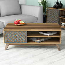 Diivanilaud Kalune Design Ynci, sinine/pähkel, 105 x 60 x 38.2 cm