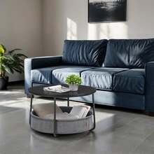 Kohvilaud Vasagle LCT244B56, ümmargune, 75 x 45 cm, must-hall