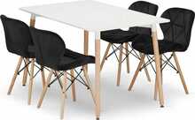 Söögitoakomplekt Leobert Adria 120x80 cm laud valge + 4 Lago musta tooli