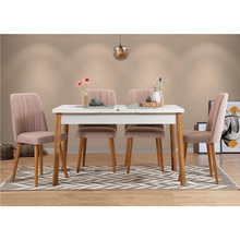 Söögitoakomplekt Kalune Design Santiago 0900 - 1 AB, 120 x 77 x 75 cm, atlandi mänd, valge, heleroosa
