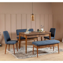 Söögitoa komplekt Kalune Design 869(I), pruun/sinine