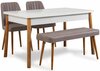 Söögitoa komplekt Kalune Design Costa 0701, 4-osaline, valge/hall/mänd