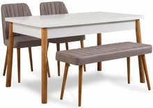 Söögitoa komplekt Kalune Design Costa 0701, 4-osaline, valge/hall/mänd