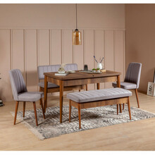 Söögitoa komplekt Kalune Design 869(I), 5 osa, pruun/helehall