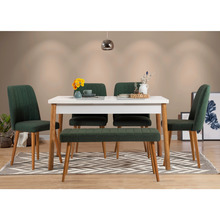 Söögitoa komplekt Kalune Design Costa 1070 - 2 AB, 6-osaline, valge/roheline/mänd
