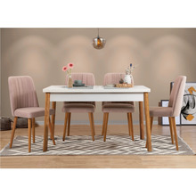 Söögitoakomplekt Kalune Design Costa 0900, 5-osaline, valge/roosa/mänd