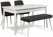 Söögitoa komplekt Kalune Design Santiago 1053 - 3 B, 4-osaline, valge/antratsiit