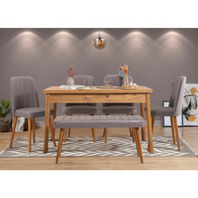 Söögitoakomplekt Kalune Design Costa 0701 - 2 A, 6-osaline, hall/Atlandi mänd